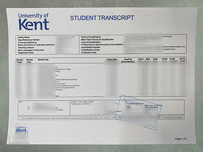 University of Kent Transcript