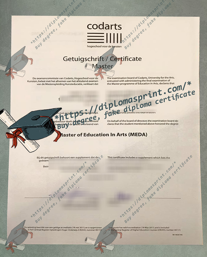 Codarts Diploma, Codarts hogeschool voor de kunsten Getuigschrift