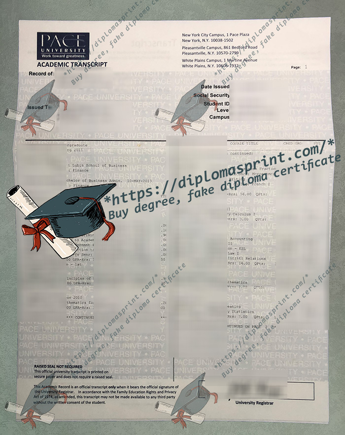 Pace University Transcript