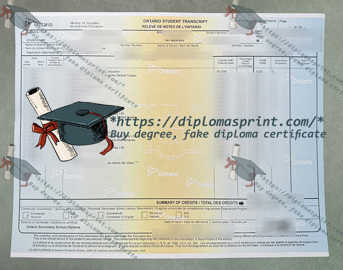 Ontario Secondary School Transcript