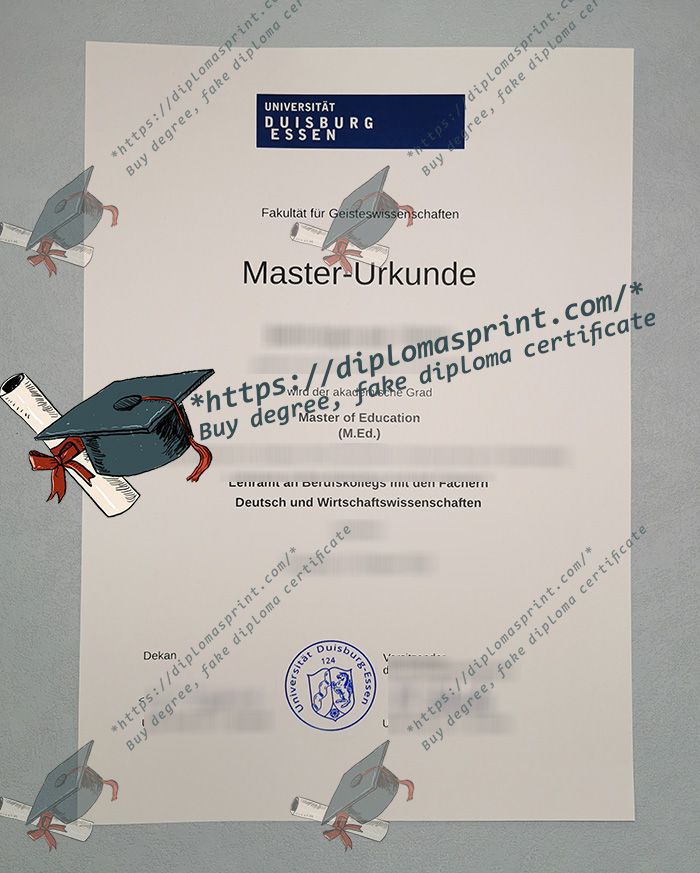 Universität Duisburg-Essen Urkunde, University of Duisburg-Essen Diploma