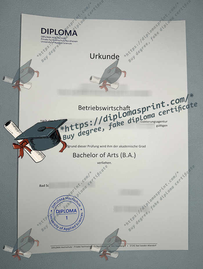 Diploma Hochschule Urkunde, Diploma Private Fachhochschule Nordhessen Urkunde