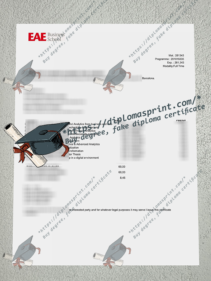 EAE Business School Transcript