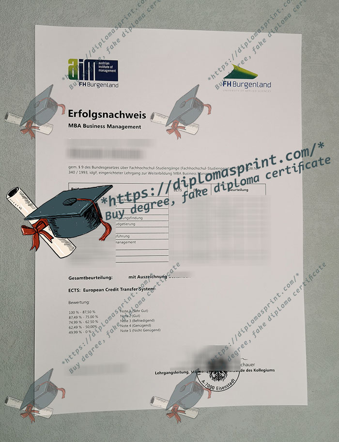 Hochschule Burgenland Transcript, FH Burgenland Transcript