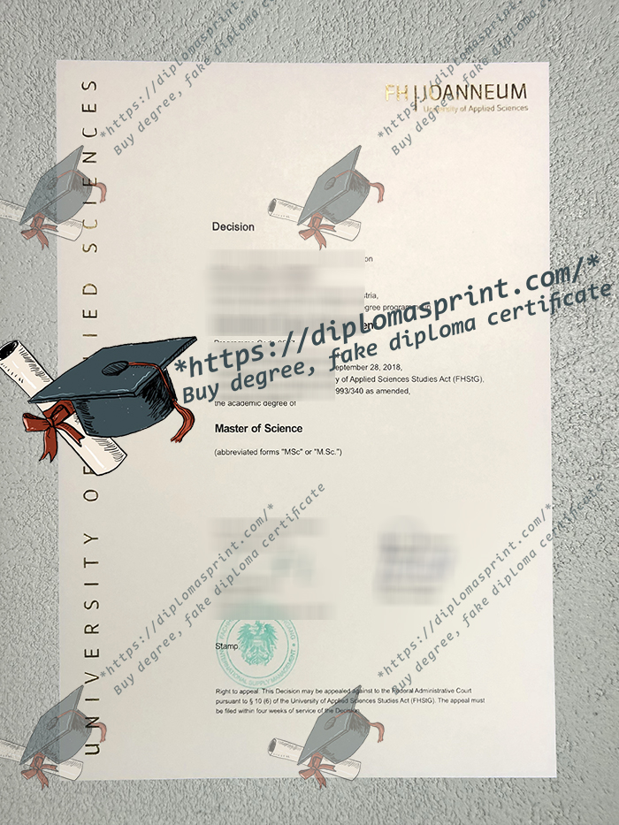 FH Joanneum Diploma, FH Joanneum University of Applied Sciences Diploma