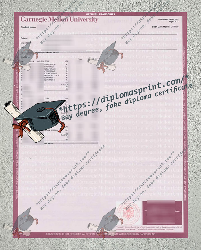 Carnegie Mellon University Transcript, CMU Transcript