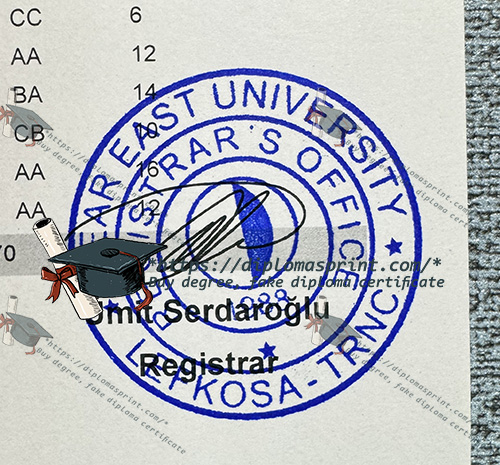 Near East University Transcript seal Near East University Transcript seal
