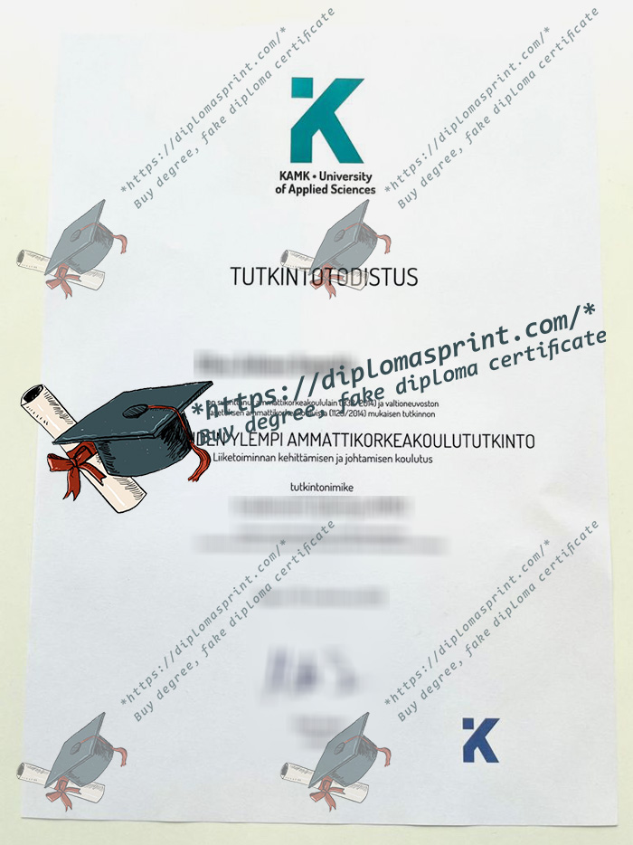 Kajaanin ammattikorkeakoulu Tutkintotodistus, KAMK Degree Certificate Kajaanin ammattikorkeakoulu Tutkintotodistus, KAMK Degree Certificate