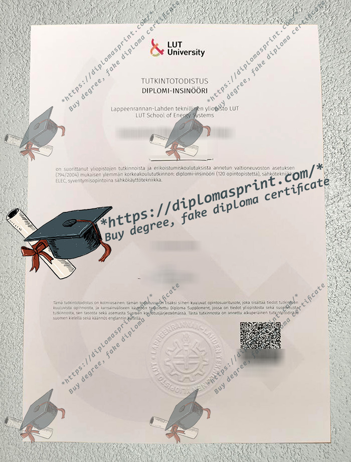 LUT University Diploma, LUT-yliopisto Degree Certificate LUT University Diploma, LUT-yliopisto Degree Certificate