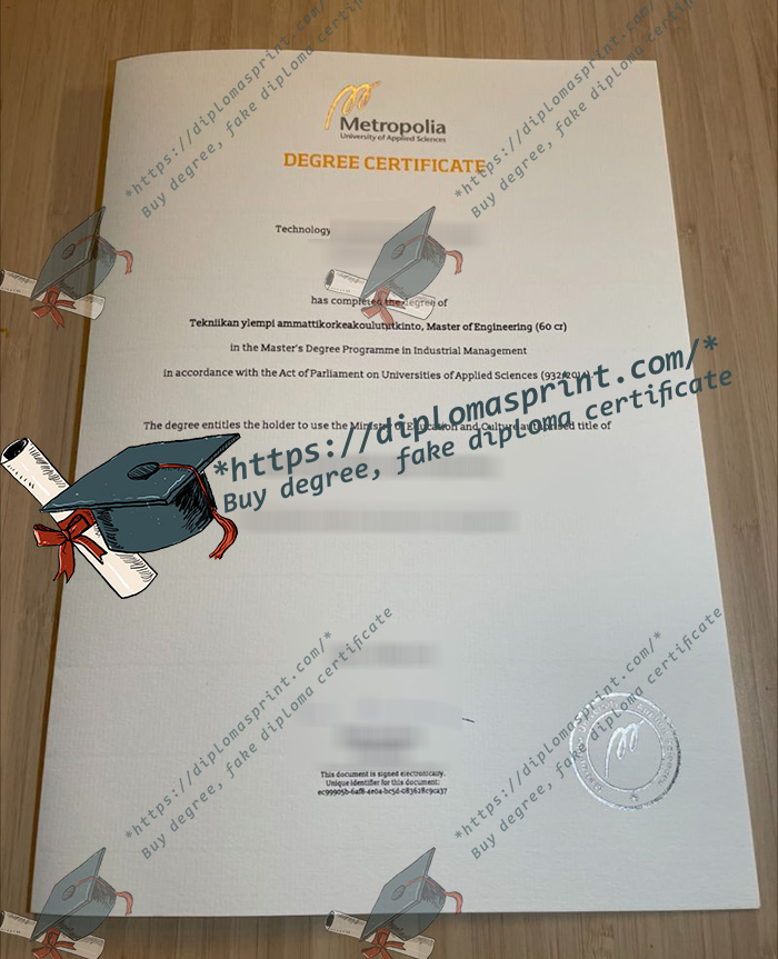Metropolia Ammattikorkeakoulu Degree Certificate Metropolia Ammattikorkeakoulu Degree Certificate