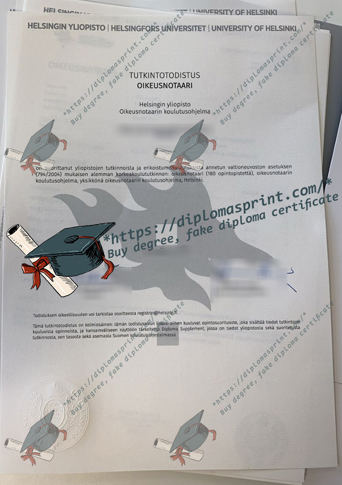 University of Helsinki Degree Certificate , Helsingin yliopisto Tutkintotodistus University of Helsinki Degree Certificate , Helsingin yliopisto Tutkintotodistus