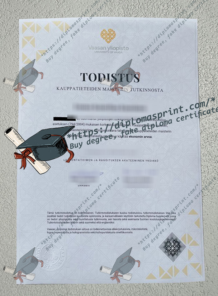 Vaasan yliopisto Tutkintotodistus Vaasan yliopisto Tutkintotodistus