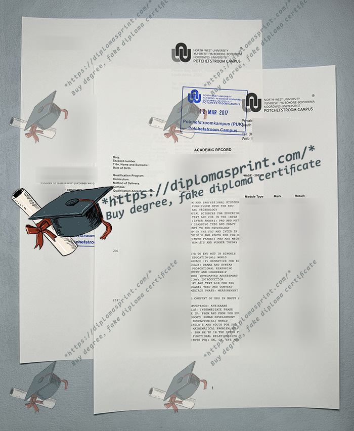 North-West University Transcript, NWU Transcript North-West University Transcript, NWU Transcript