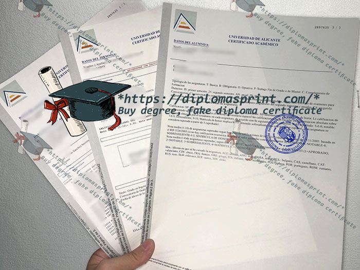Universidad de Alicante Certificado Académico, University of Alicante Transcript Universidad de Alicante Certificado Académico, University of Alicante Transcript