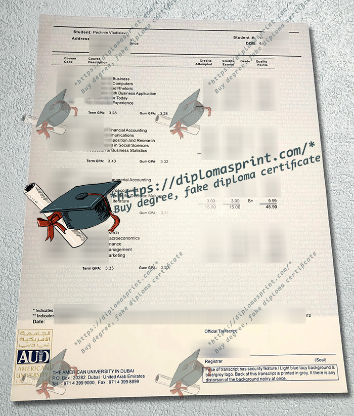 American University in Dubai Transcript American University in Dubai Transcript