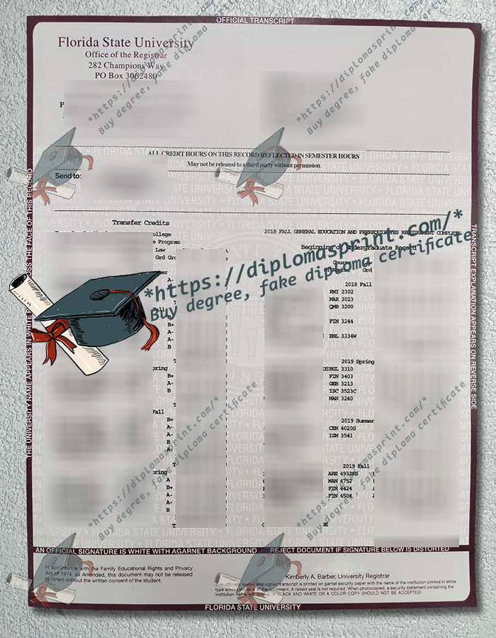 Florida State University Transcript, FSU Transcript