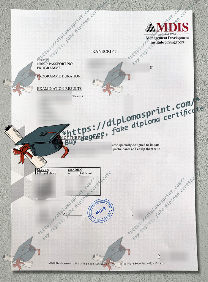 Management Development Institute of Singapore Transcript, MDIS Transcript