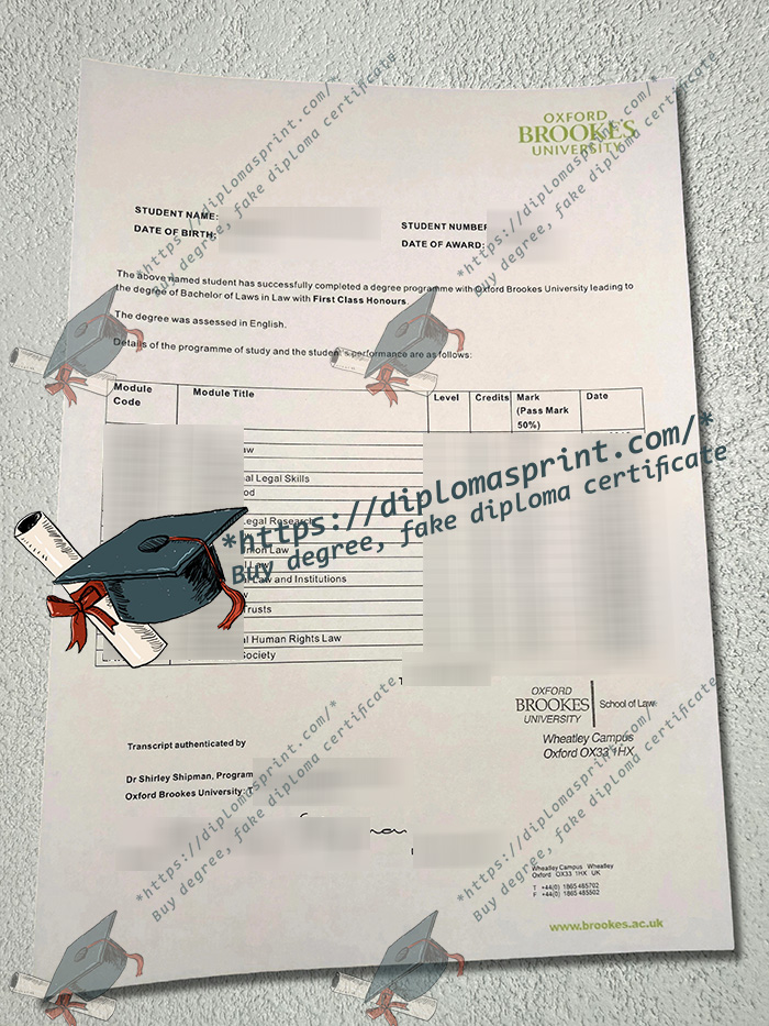 Oxford Brookes University Transcript, OBU Transcript