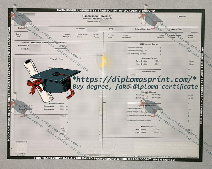 Rasmussen University Transcript Rasmussen University Transcript