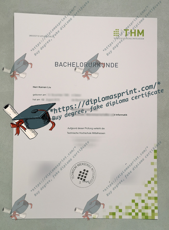 Technische Hochschule Mittelhessen Urkunde, THM Urkunde Technische Hochschule Mittelhessen Urkunde, THM Urkunde