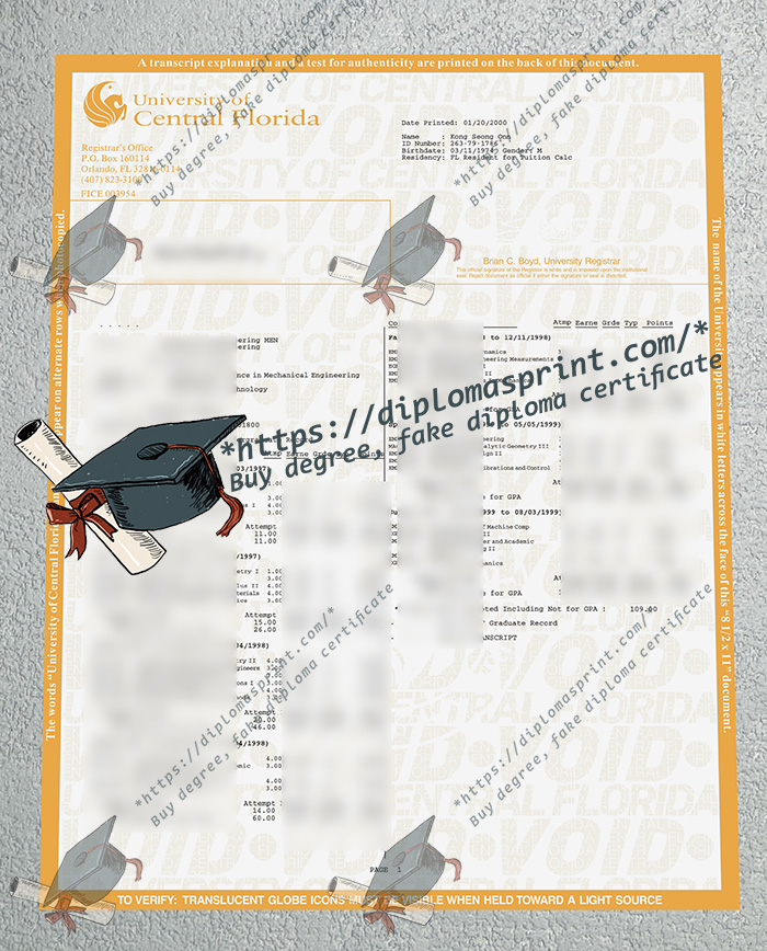 University of Central Florida Transcript, UCF Transcript