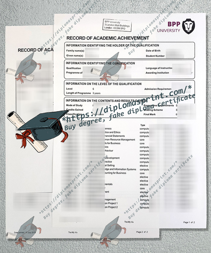 BPP University Transcript