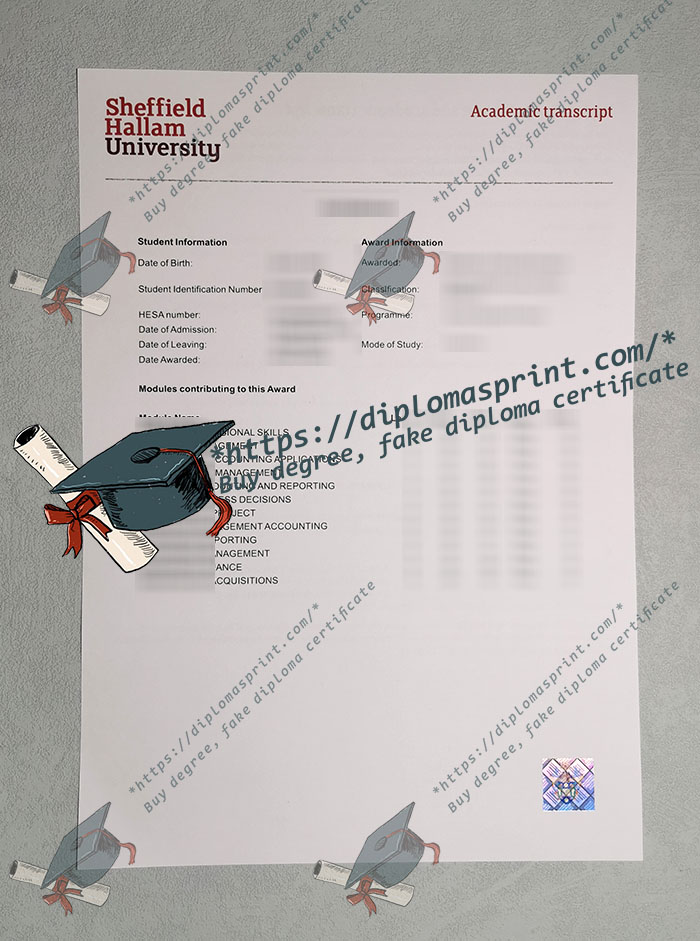 Sheffield Hallam University Transcript, SHU Transcript