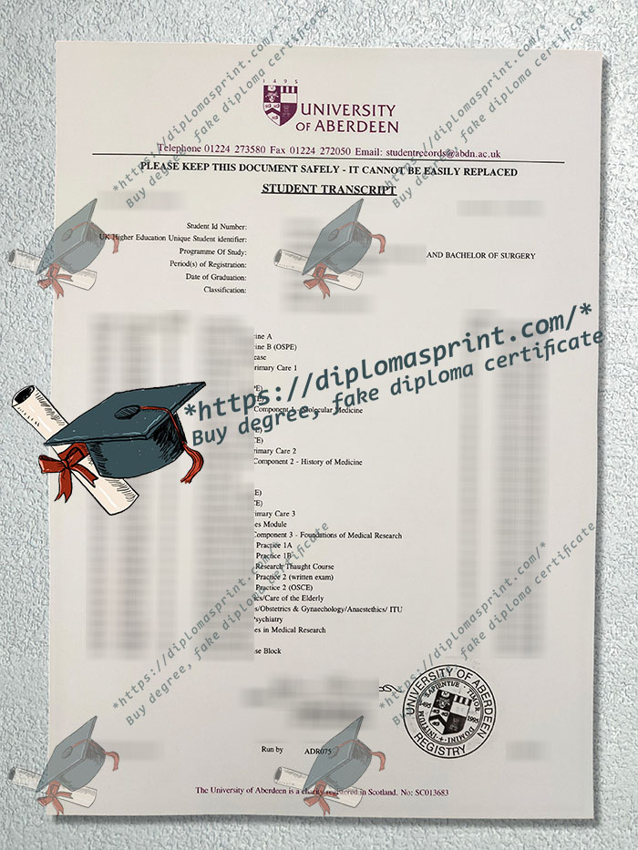 University of Aberdeen Transcript University of Aberdeen Transcript