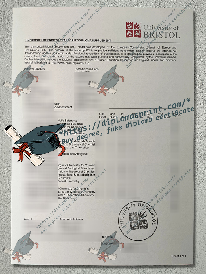 University of Bristol Transcript University of Bristol Transcript