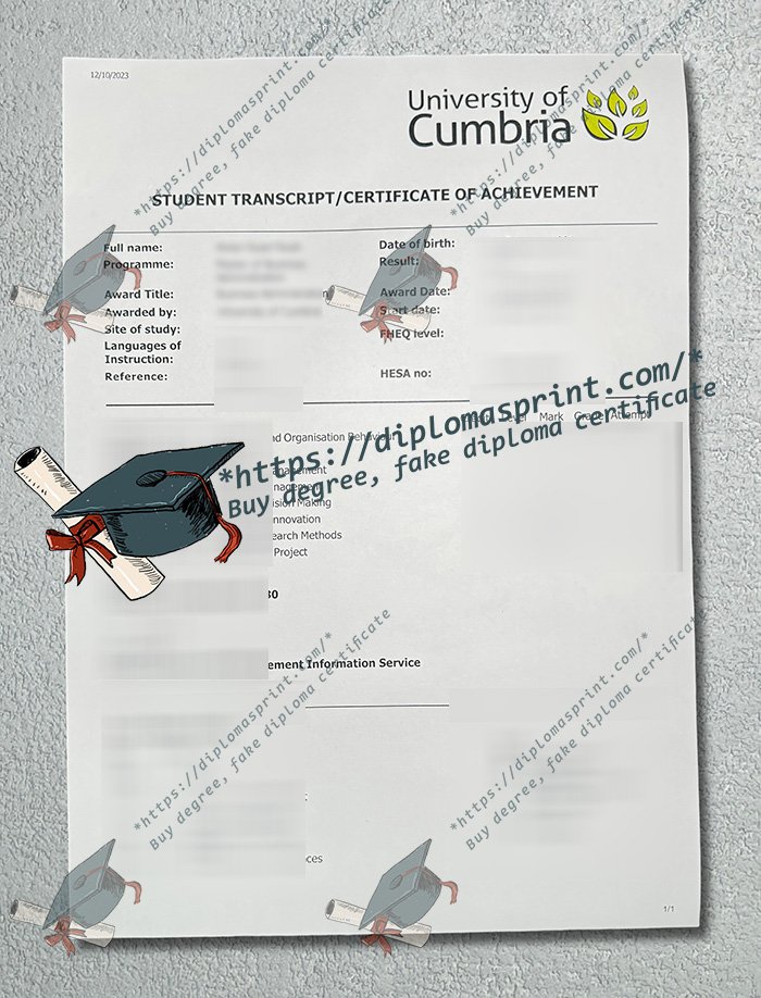 University of Cumbria Transcript University of Cumbria Transcript