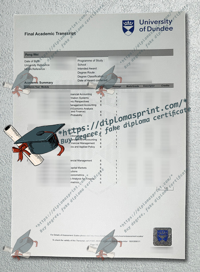 University of Dundee Transcript University of Dundee Transcript