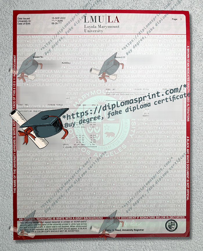 Loyola Marymount University Transcript, LMU Transcript