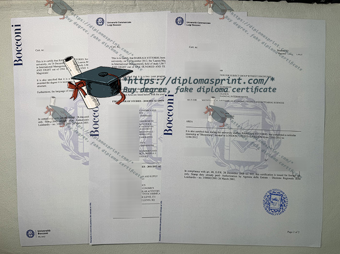 Bocconi University Transcript, Università Bocconi Transcript